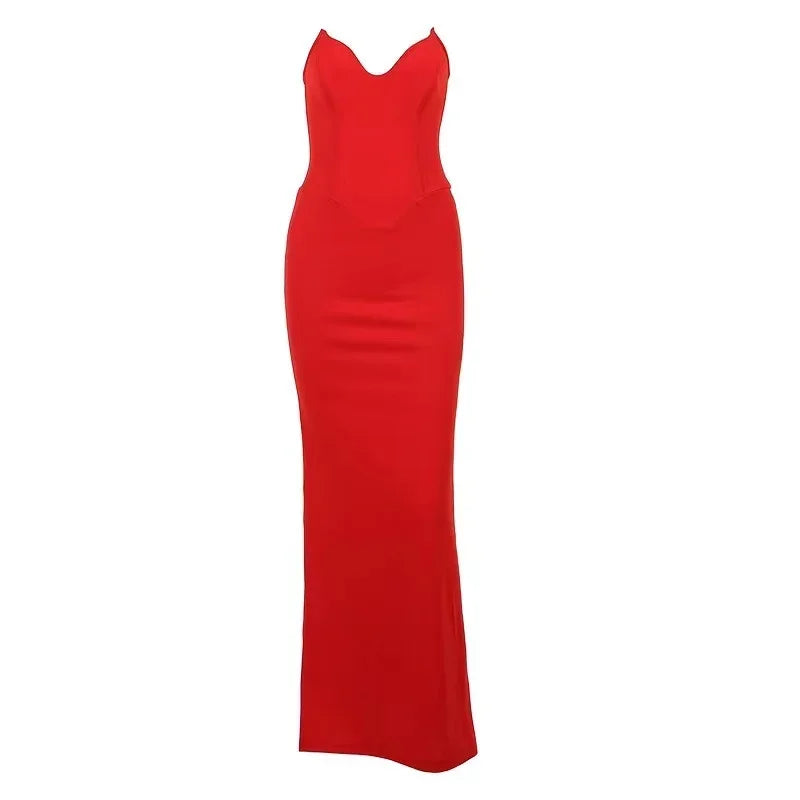 Women's Strapless Bodycon Mermaid Maxi Dress – Elegant Summer Party Outfit