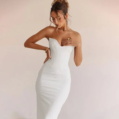 Women's Strapless Bodycon Mermaid Maxi Dress – Elegant Summer Party Outfit